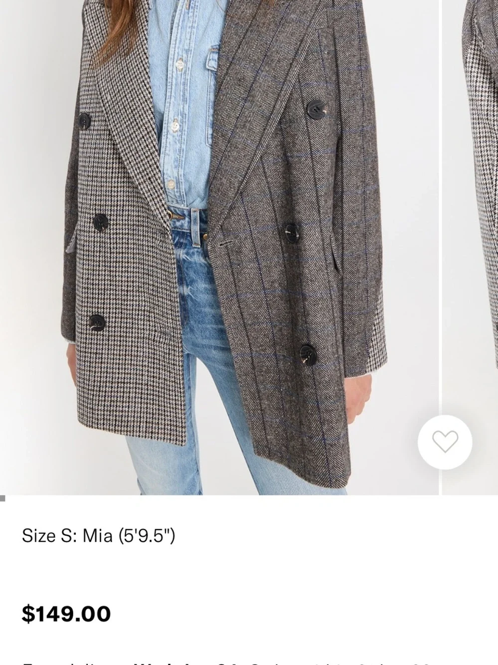 Avec Les Filles Mixed Plaid Double Breasted Blazer party summer $169  Classic